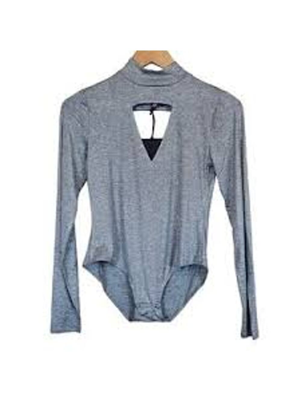 Chaser mock neck keyhole bodysuit glitter silver One Size